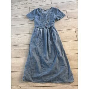 Blue Denim Tie Back Maxi Dress